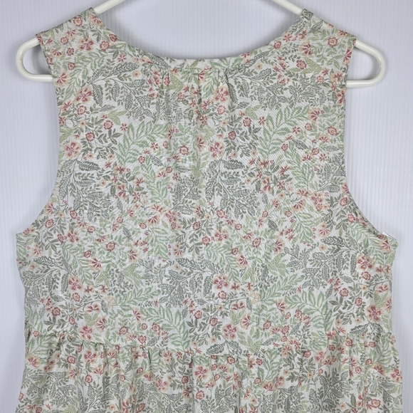 Joie Womens Sleeveless 100% Linen Floral Boho Peasant Tiered Mini Dress Size L - Picture 9 of 13